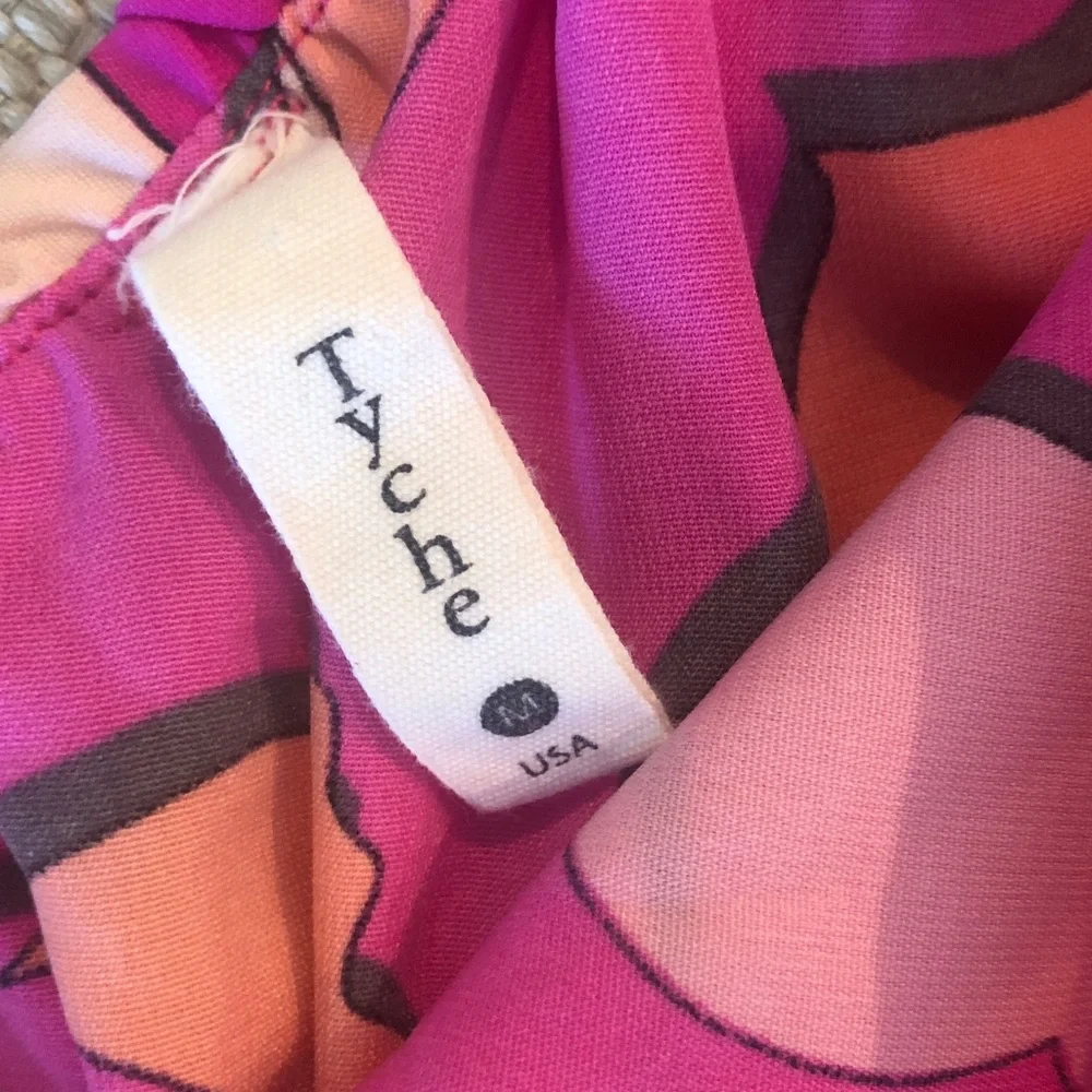Tyche Fuchsia Pink Orange Printed Strapless Romper - Picture 6 of 7